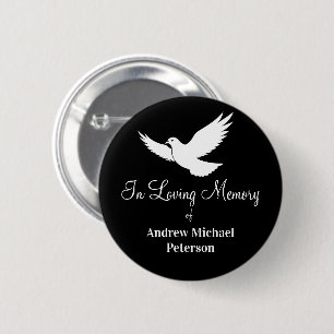 Witte Duif Viering Van Het Leven Funeral Ronde Button 5,7 Cm