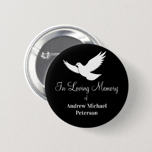 Witte Duif Viering Van Het Leven Funeral Ronde Button 5,7 Cm (Voorkant /achterkant)