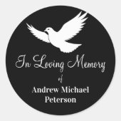 Witte Duif Viering Van Het Leven Funeral Ronde Sticker (Voorkant)