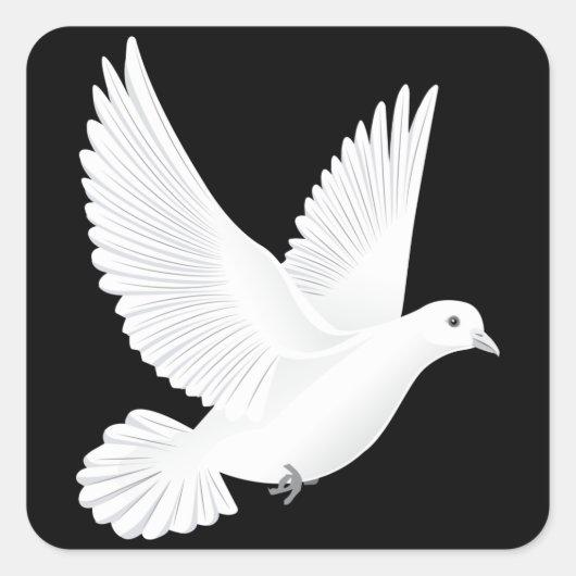 Witte duif vierkante sticker (Voorkant)