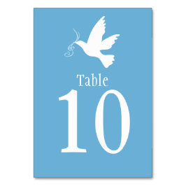 Witte duif vogel bruiloft of gelegenheid tafel num kaart