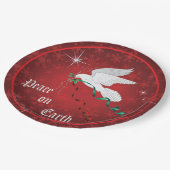 Witte duif, vrede op aarde papieren bordje (Gekanteld)