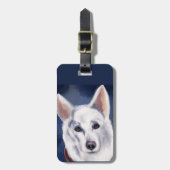 WITTE DUITSE HERDER     BAGAGELABEL (Voorkant verticaal)