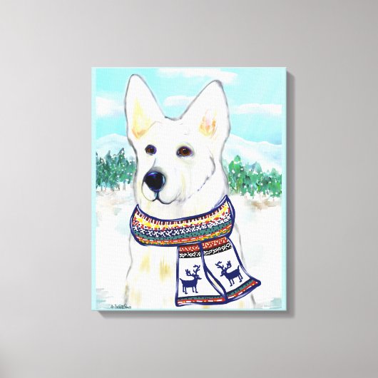 Witte Duitse Herder Canvas Afdruk (Voorkant)