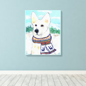 Witte Duitse Herder Canvas Afdruk (Insitu (Houten vloer))