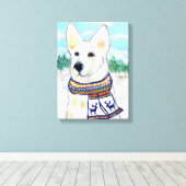 Witte Duitse Herder Canvas Afdruk (Insitu (Houten vloer))