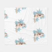 Witte Duitse herder die in de Snowflakes ligt Fleece Deken (Voorkant (Horizontaal))