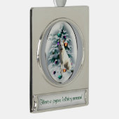 Witte Duitse herder gepersonaliseerde Kerstmis Verzilverd Banner Ornament (Rechts)