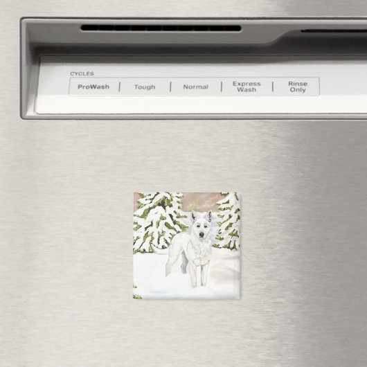 Witte Duitse herder hond magneet (Insitu (Vaatwasser))