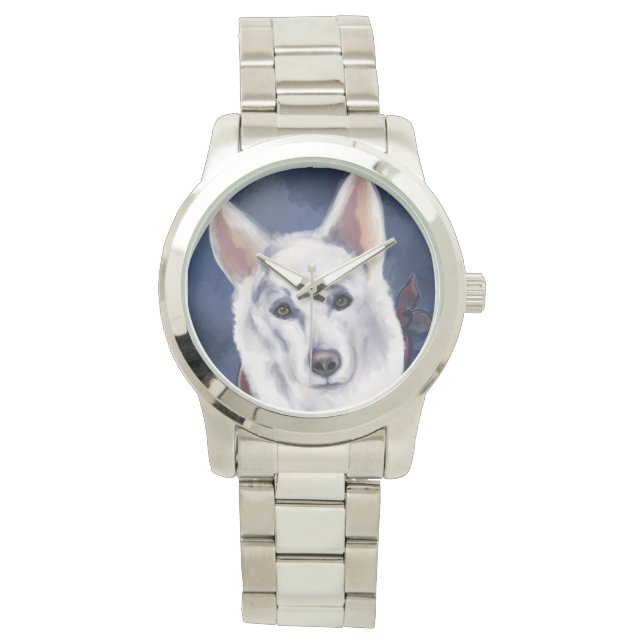 WITTE DUITSE HERDER   HORLOGE (Voorkant)