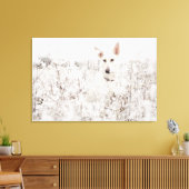 Witte Duitse herder in de sneeuw Canvas Afdruk (Insitu (Woonkamer))