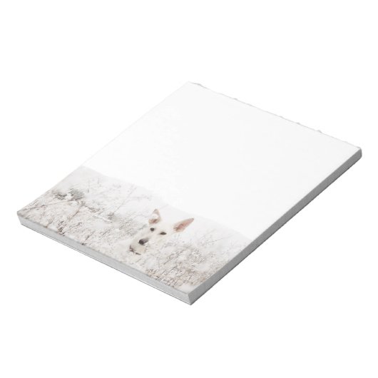 Witte Duitse herder in de sneeuw Notitieblok (Linkerzijde)