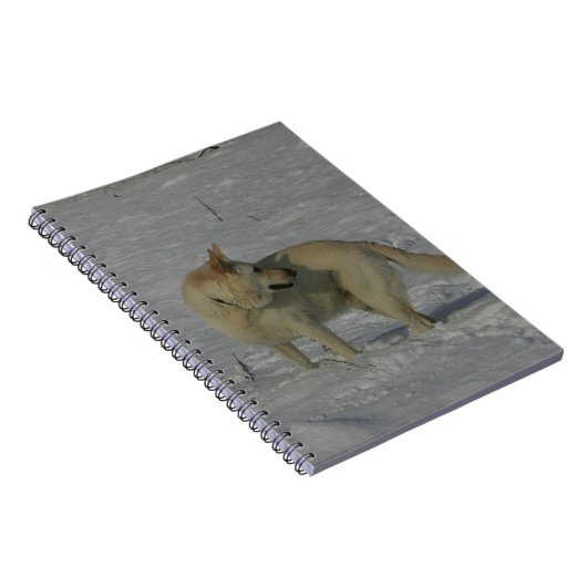 Witte Duitse herder in de sneeuw Notitieboek (Rechterzijde)