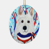 Witte Duitse Herder Keramisch Ornament (Rechts)