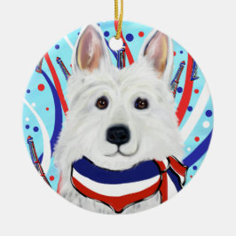 Witte Duitse Herder Keramisch Ornament