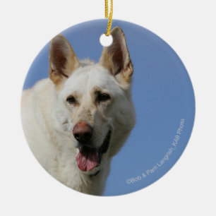 Witte Duitse herder Keramisch Ornament