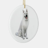 Witte Duitse Herder Keramisch Ornament (Rechts)