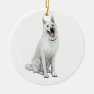Witte Duitse Herder Keramisch Ornament
