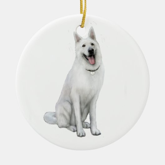 Witte Duitse Herder Keramisch Ornament (Voorkant)