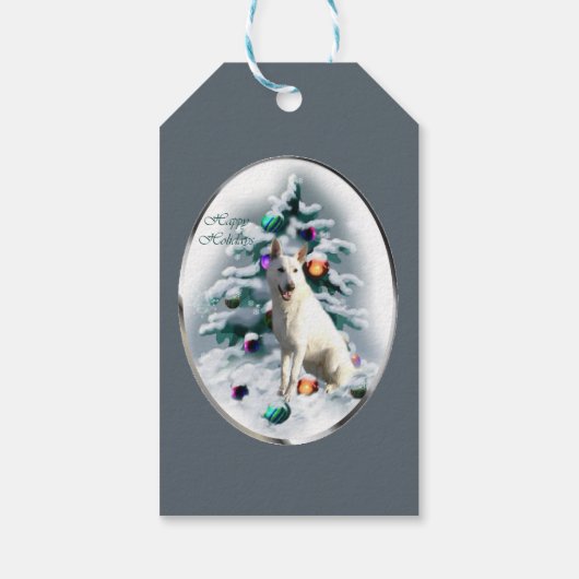 Witte Duitse herder kerstcadeaus Cadeaulabel (Achterkant)