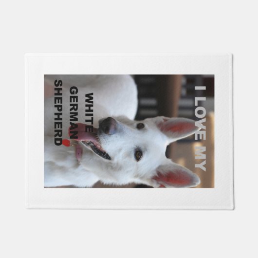 witte Duitse herder liefde w foto Deurmat (Voorkant)