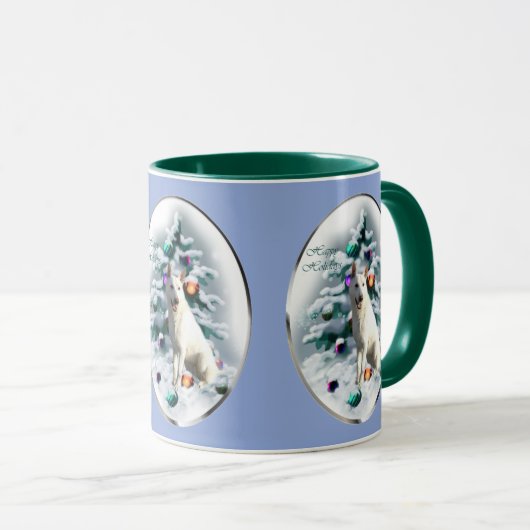 Witte Duitse herder liefhebbers Kerstmis Mok (Voorkant rechts)