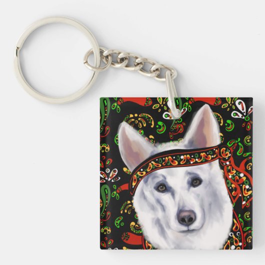 WITTE DUITSE HERDER MEXICO SLEUTELHANGER (voorkant)