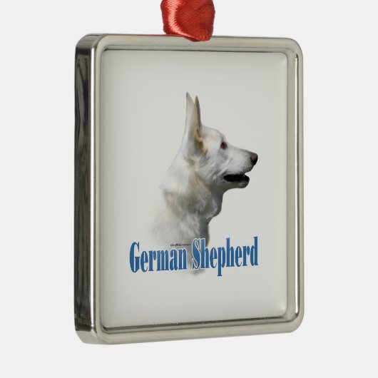 Witte Duitse herder naam Metalen Ornament (Rechts)