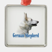 Witte Duitse herder naam Metalen Ornament (Voorkant)