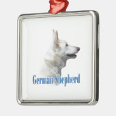 Witte Duitse herder naam Metalen Ornament (Links)