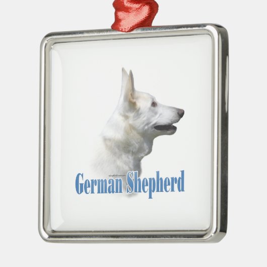 Witte Duitse herder naam Metalen Ornament (Links)