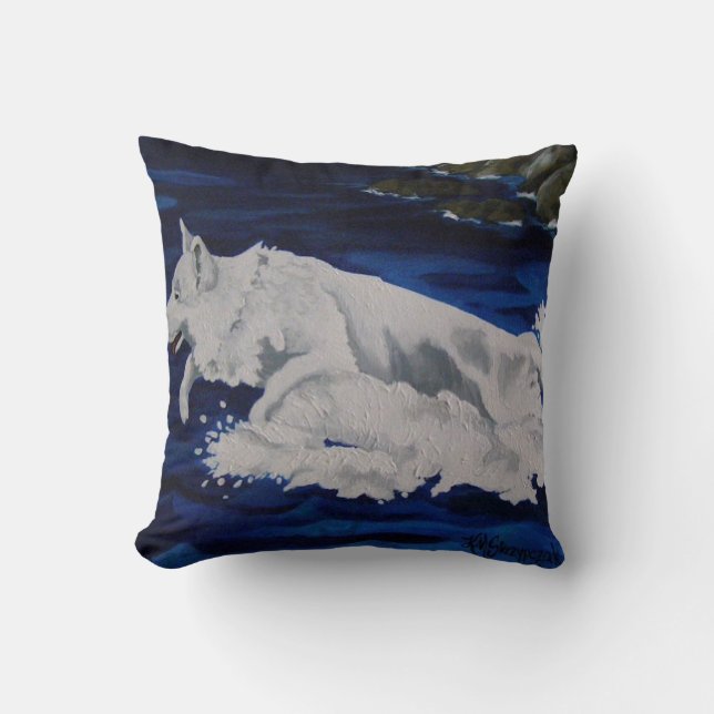 Witte Duitse herder plons kussen (Voorkant)