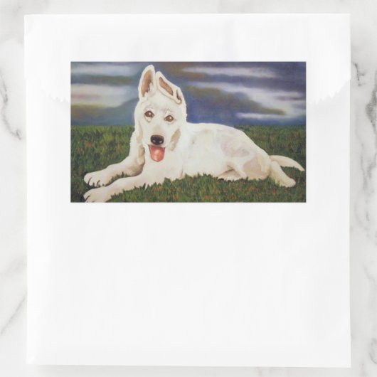 Witte Duitse Herder Pup Sticker (Tas)