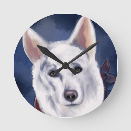 WITTE DUITSE HERDER   RONDE KLOK (Voorkant)