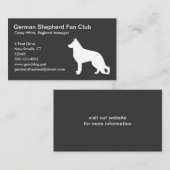 Witte Duitse Herder Silhouet op Grijs Visitekaartje (Voorkant / Achterkant)