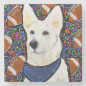 Witte Duitse Herder Stenen Onderzetter (Voorkant)