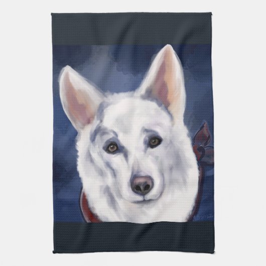 WITTE DUITSE HERDER     THEEDOEK (Verticaal)