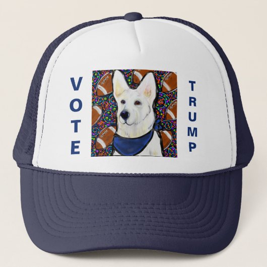 Witte Duitse Herder Trucker Hoed Pet (Voorkant)