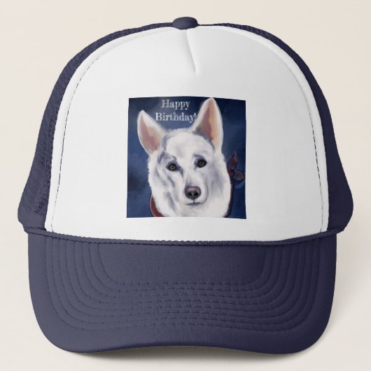 WITTE DUITSE HERDER    TRUCKER PET (Voorkant)