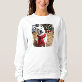 Witte Duitse Herder Vrouwen Kerst Sweatshirt