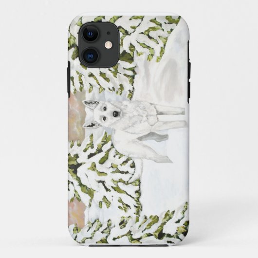 Witte Duitse Herder Winter Sneeuw Iphone Case (Achterkant)