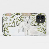 Witte Duitse Herder Winter Sneeuw Iphone Case (Achterkant (horizontaal))