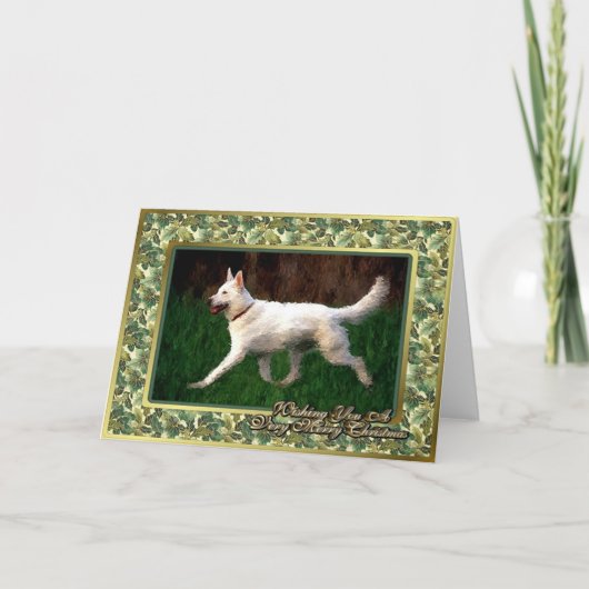 Witte Duitse herdershond Blank Christmas Kaart (Voorkant)