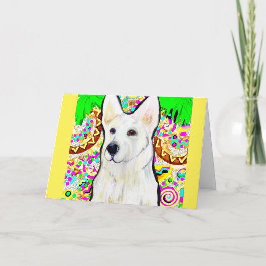 Witte Duitse Herdershond Bling Feestdagen Kaart (Voorkant)