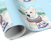 Witte Duitse Herdershond   Cadeaupapier (Rol Hoek)