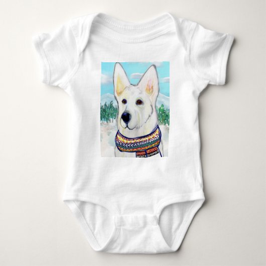 Witte Duitse Herdershond  Romper (Voorkant)
