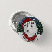 Witte Duitse Herdershond Ronde Button 3,2 Cm (Voorkant /achterkant)
