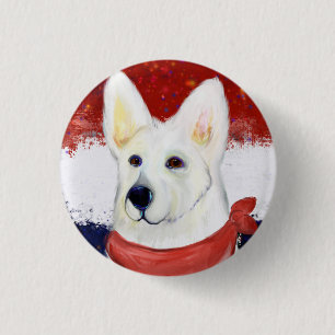 Witte Duitse Herdershond Ronde Button 3,2 Cm