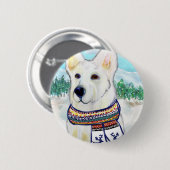 Witte Duitse Herdershond Ronde Button 5,7 Cm (Voorkant /achterkant)