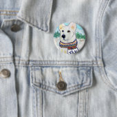 Witte Duitse Herdershond Ronde Button 5,7 Cm (In situ)